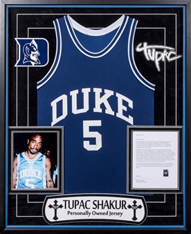 Tupac Shakur Personally Owned Duke #5 Jersey In Framed Display (Letter of Provenance)